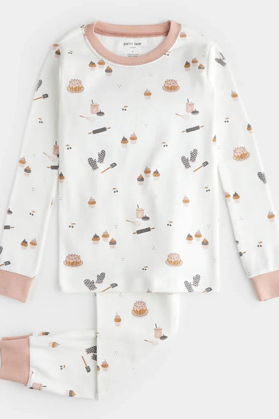 kids baking print pj set