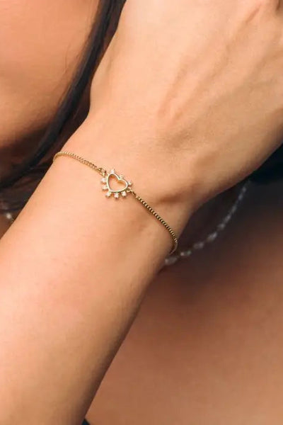 heart cz slider bracelet waterproof