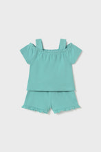 Load image into Gallery viewer, mini girl rib off shoulder tee + short set
