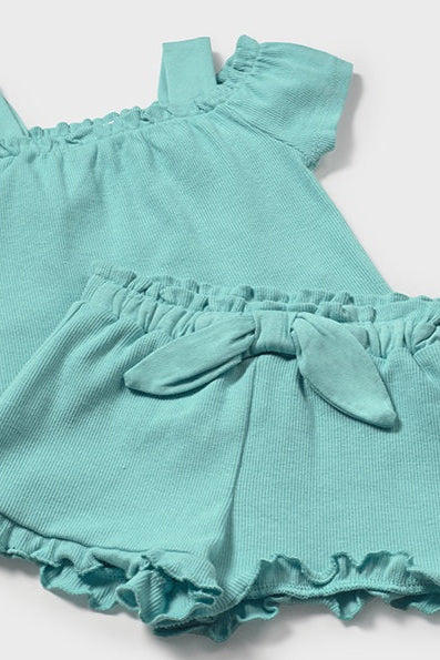 mini girl rib off shoulder tee + short set