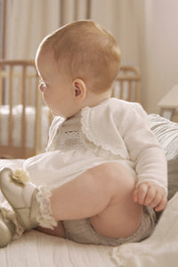 infant lace trim cardigan