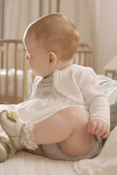 infant lace trim cardigan