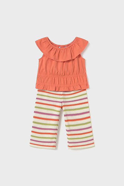 mini girl ruffle tee + crochet pant set