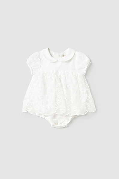 baby embroidered skirted bubble