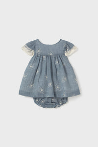 infant embroidered dress + bloomer