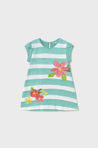 mini girl stripe flower jersey dress