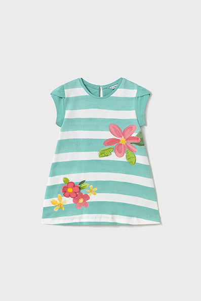 mini girl stripe flower jersey dress