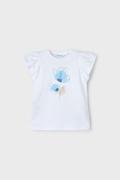 girls flower applique tee