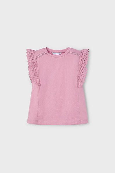 girls crochet trim tee