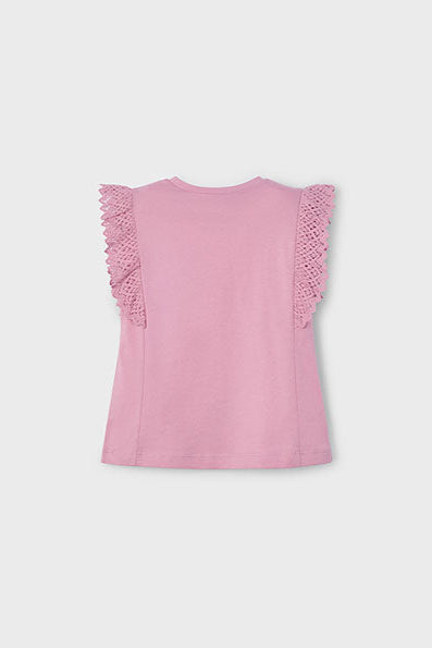 girls crochet trim tee