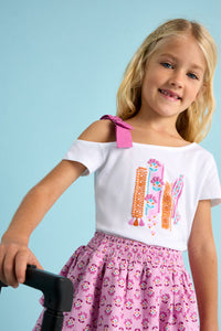 girls asymmetrical bow tee