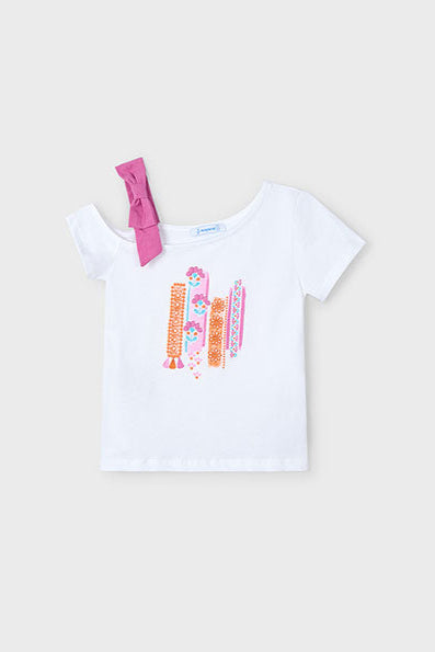 girls asymmetrical bow tee