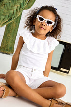 Load image into Gallery viewer, girls eyelet ruffle tee
