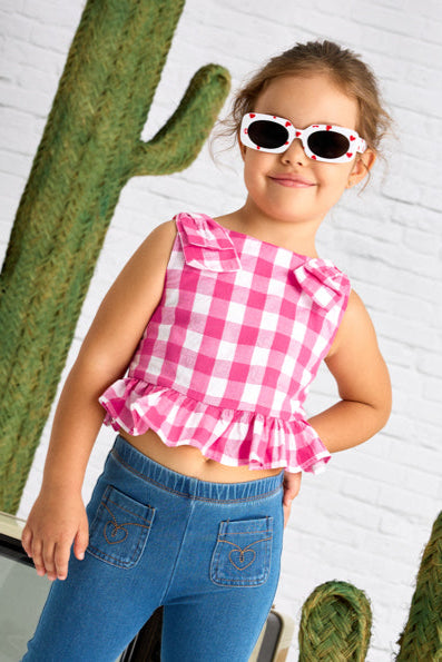 girls gingham peplum tank
