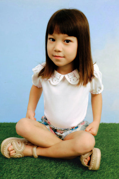 girls crochet collar tee