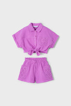 Load image into Gallery viewer, girls gauze + eyelet top + short set
