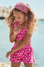 Load image into Gallery viewer, girls halter top + short set shells
