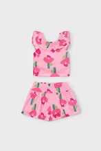 Load image into Gallery viewer, girls floral tie back tee + short set
