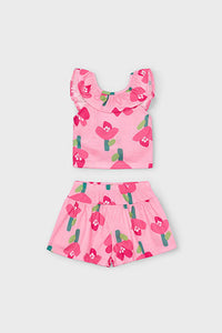 girls floral tie back tee + short set