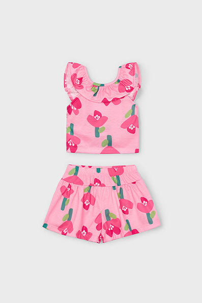 girls floral tie back tee + short set