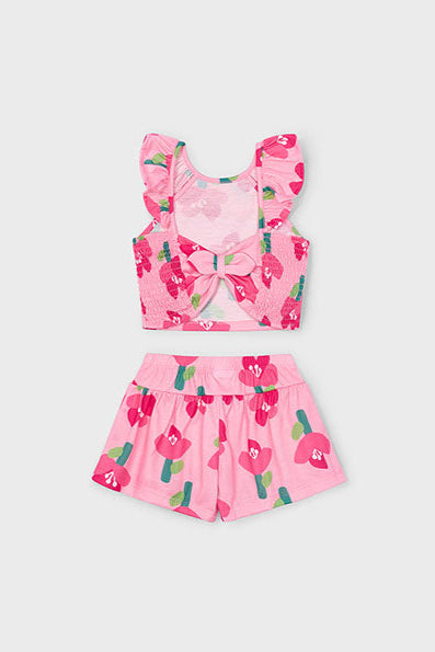 girls floral tie back tee + short set