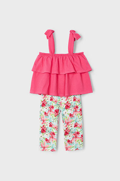 girls tiered tank + print legging set