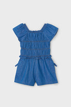 Load image into Gallery viewer, girls smocked denim romper
