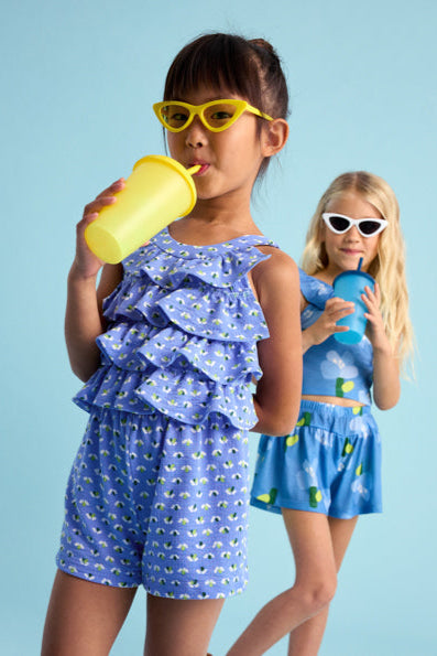 girls tiered print knit romper
