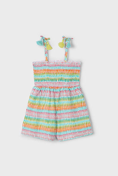 girls smocked tassel strap romper