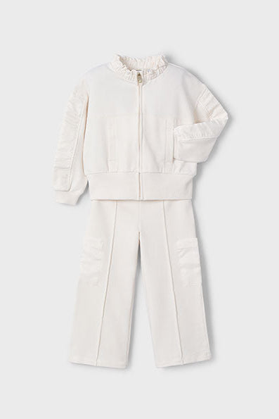 girls ruffle neck zip sweatsuit