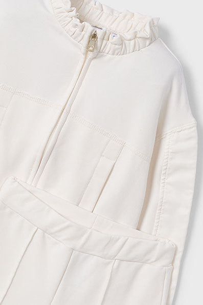 girls ruffle neck zip sweatsuit