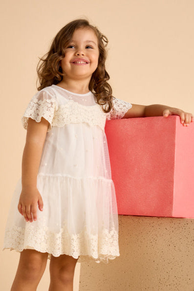 girls embroidered tulle dress