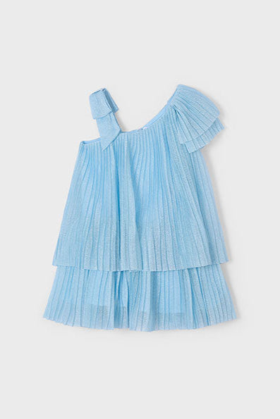 girls shimmer pleat dress