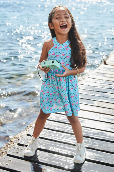 girls flamingos jersey dress