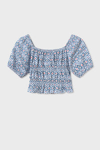 girls print smock top