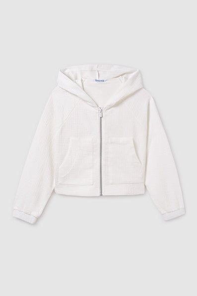 girls textured zip hoodie