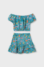 Load image into Gallery viewer, girls tropical top + skirt set
