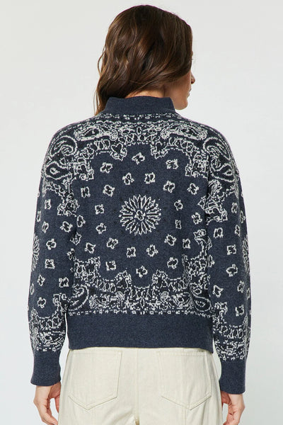 Paisley Print 1/2 Zip Sweater