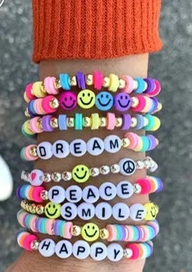 girls happy bead bracelet set