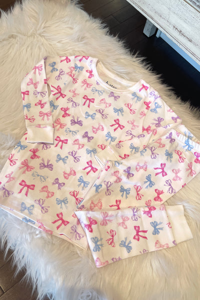 girls bows pj set