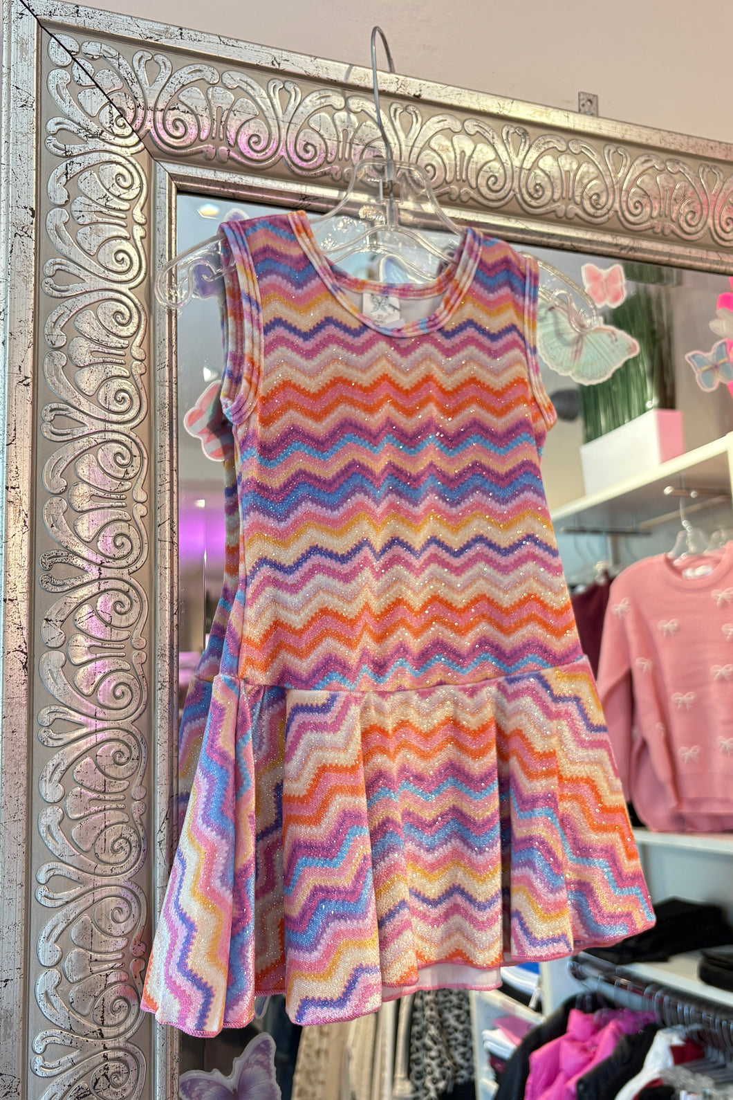 girls glitter zig zag dress