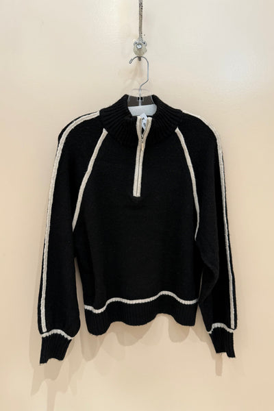 contrast half zip sweater