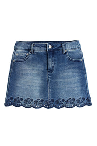 girls embroidered hem shorts