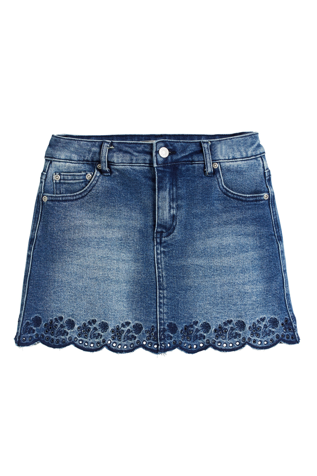 girls embroidered hem shorts