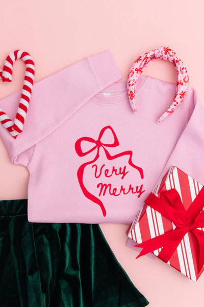 girls very merry bow sweatshirt