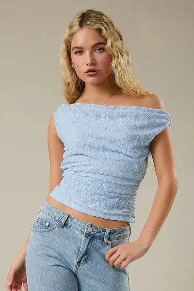 off shoulder stretch lace top