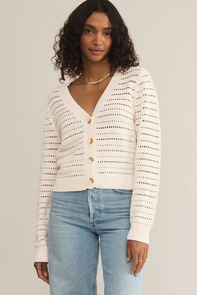 pointelle button cardigan