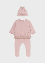 Load image into Gallery viewer, baby pointelle sweater+legging+hat set
