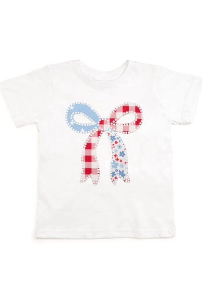 girls patchwork bow tee