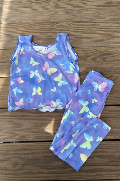 girls glitter butterfly tank top